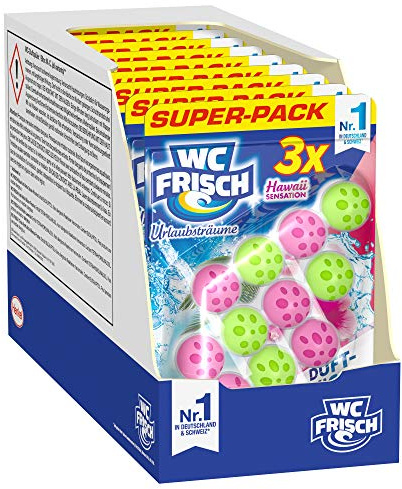 WC-Frisch Urlaubsträume Hawaii, WC-Reiniger und Duftspüler, 9er Pack (9 x 3 Stück)