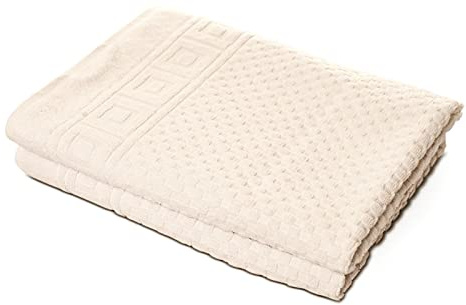 Carenesse 2er Duschtücher Set 70 x 140 cm Natur I 100% ungebleichte & ungefärbte natürliche Baumwolle Öko-Tex 100 I Frottee Duschtuch Set mit Waffelmuster & Bordüre I saugstark/weich | Premium Hotelqualität Öko-Tex 100 Waffelmuster & Bordüre, Frottee fusselfrei saugstark weich kochfest 95 Grad