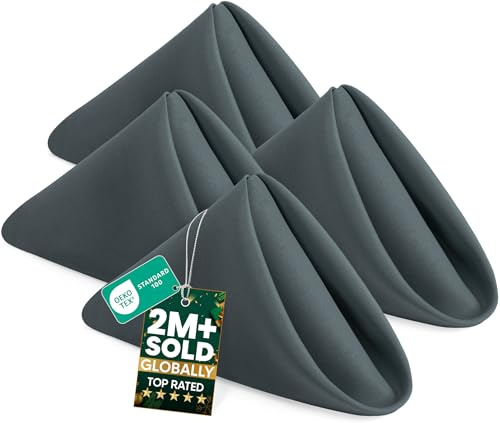 KICHLY Grey Cloth Napkins 24 Pack (43x43cm) Washable Fabric Napkins for Weddings, Parties, Dining & Commercial Use, Luxury Reusable Table Napkins, Serviettes for Home & Restaurant