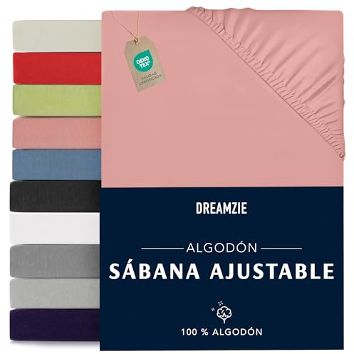 Dreamzie - Spannbettlaken - 90x200cm - 100% Baumwolle Jersey | Rosa · Leintuch mit Rundumgummi · Spannbetttuch bis 22cm Steghöhe · Oeko-Tex zertifiziert · Einzelbett