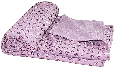 Tunturi Yoga Handtuch, rutschfestes Handtuch für Yogamatte, in Rosa, schweißabsorbierend, mit Noppen für Gymnastik, Pilates