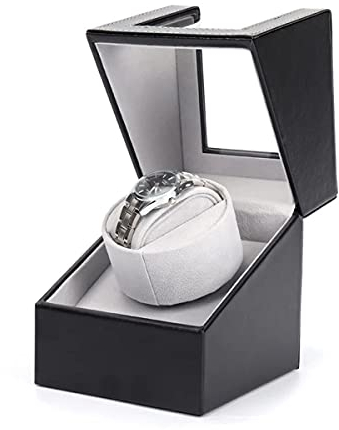 BeautySay ABC Automatische Uhrenbeweger Box, einzelnes Uhrenbeweger Uhrengeh use mit leisem Motor, PU Leder Uhrenaufbewahrungsvitrine mit Automatikaufzug, batteriebetriebenem oder Netzteil