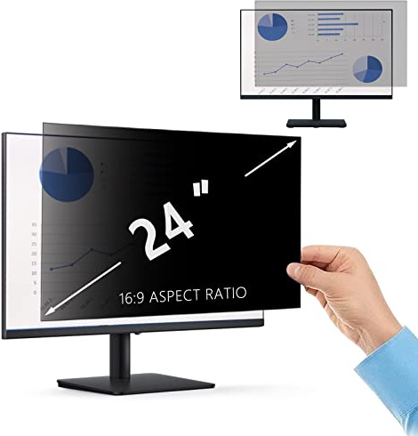 PaceBid 24 Zoll 16:9 Desktop Privacy Filter I Blickschutzfilter für Desktop Computer Widescreen Monitor I Privacy Screen Filter, Anti-Glare, Blocks 96% UV, Anti-Scratch, 24 Zoll 16:9