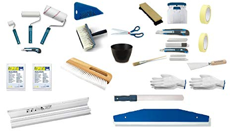 Birsppy Premium Tapezierset 27 TLG. Schneidehilfe Andrückspachtel Schere Andrückwalze Vliestapezierset
