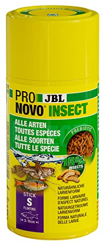 JBL PRONOVO Insect Stick, alimento para Todos los Peces de Acuario de 3-10 cm, palitos de Comida para Peces, dosificador de Clic, Talla S, 100 ml