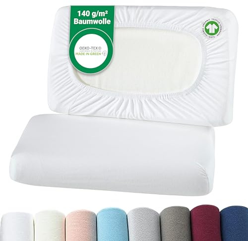 BaSaTex Bio Kissenbezüge Spannbezüge 2er Pack für Nackenkissen und Gesundheitskissen | 97% GOTS-Zertifizierte Baumwolle + 3% Elasthan | 40x60 cm - 45x65 cm | Weiss