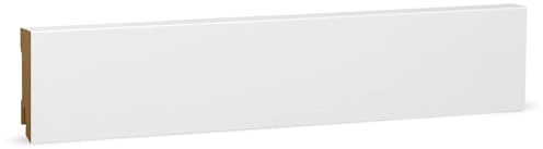 KGM Sockelleiste Modern MDF - Weiß, 2440 x 16 x 60 mm, 1 Stück | Fußleiste, direktlackiert RAL9016, robuste Oberfläche, für PVC, Vinyl & Laminat, mit Kabelkanal, PEFC-zertifiziert