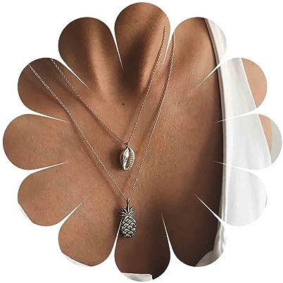 Yheakne Boho Geschichtete Muschel Ananas Choker Halskette Silber Muschel Anhänger Halskette Vintage Kauri muschel halskette Strand Charm halskette Schmuck für Frauen und Mädchen Geschenke