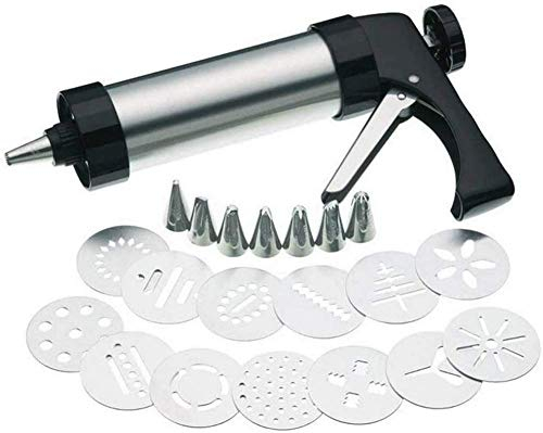 TSTSM Pastry press, baking accessories, pastry syringe Stainless steel pastry press & garnish syringe with 13 templates and 7 nozzles (cake syringe)