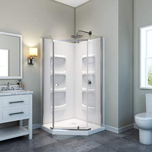 Shreveport Neo Angle Shower Enclosure Kit With Acrylic Base and Walls