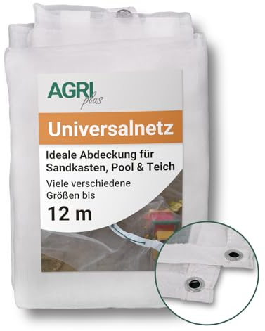 AGRI plus Universalnetz für Sandkasten, Pool & Teich | 2 x 2,5 m | Verschiedene Maße | Netz engmaschig 0,8 x 0,8 mm I Abdecknetz mit Ösen I Schutznetz UV-beständig & wasserdurchlässig