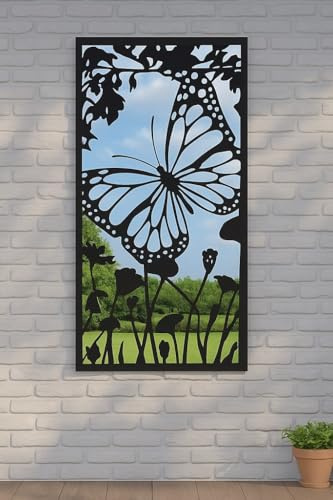 MirrorOutlet Large Metal Bronze Dragonfly Portrait Shaped Garden Outdoor Mirror New 118x58cm, GM109