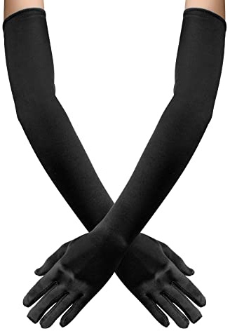 Daelesr 55 CM Damen Lange Satin Handschuhe, Dehnbar Ellbogen Handschuhe Opernhandschuhe, 1920er Stil Handschuhe, Abendhandschuhe für Hochzeit Karneval Mottoparty Abschlussfeier