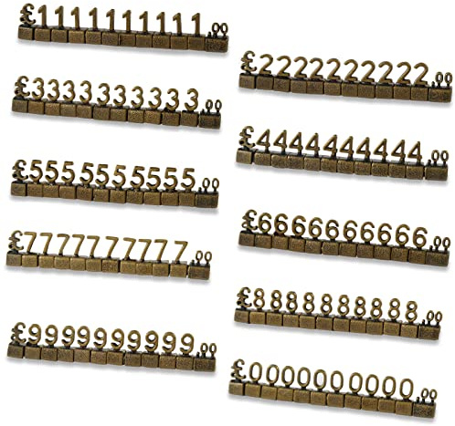 Boxonly 10 Stück digitales Preisschild GBP £ Preis 3D Metall Regal Verstellbares Würfel-Set Preismarkierer Etiketten für Schmuck Uhren Geschäft Büro Display Bronze