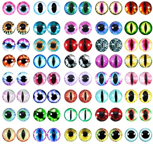 TOAOB 80 Stück Drachenaugen 8 mm Runde Klein Glasaugen zum Basteln | Augen Cabochons aus Glas, für Spielzeug Zubehör Plüschtier Häkeltiere, Puppe Marionette Teddyaugen