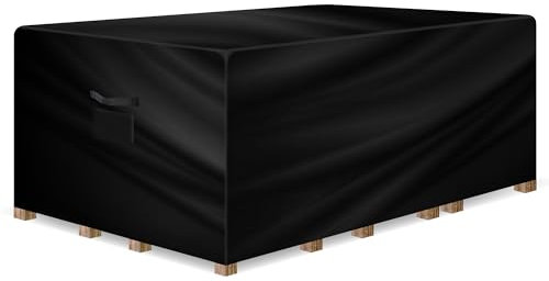 Gracious Gardens Rectangular Garden Furniture Covers Waterproof 300x250x100cm, Oxford Fabric Outdoor Table, Patio & Rattan Garden Furniture Covers, PVC Lined, Air Vents and UV Safe