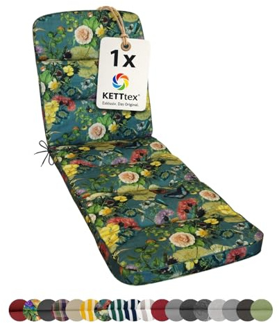 KETTtex EXKLUSIV Auflage Rollliege Butterfly I Gartenliege Polster 200x65x9cm I hochwertige & Pflegeleichte Liegenauflage I Wetter- & formbeständige Liegen-Auflage I KTH3 Liegestuhlauflage