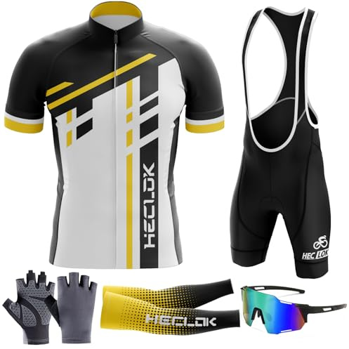 Herren Kurzarm Fahrrad Trikot Set,2024 neu Radtrikot Set Herren Kurzarm mit Atmungsaktiv Schnell Trocknend Radtrikot Mit 9D Sitzpolster für MTB Rennrad Fahrradbekleidung Set (TYP-6,4XL)