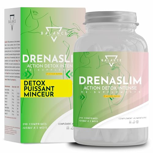 DRENASLIM® DETOX (RÉGIME DÉTOX DRAINANT INCLUS) - 240 COMPRIMÉS | Detox Foie Minceur | Maigrir Rapidement Efficacement I Puissant et Rapide, avec Bromelain, Orthosiphon, Pissenlit, Gymnema et Fenouil