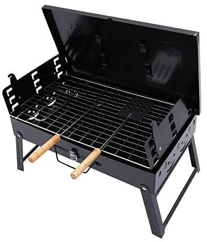 Yardwe Tragbarer Faltbarer Holzkohlegrill Für Draußen Camping Picknick Leichter Klappbarer Grillständer Aus Stahl