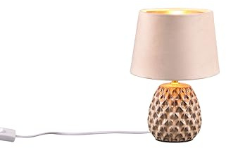 lightling Tischlampe Arielle aus Keramik, mit Schnurschalter, Schirm aus Samt, IP20, exkl. 1 x E14 max. 40W, beige