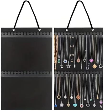 NHQZ Schmuckaufbewahrung, Schmuck Aufbewahrung, Schmuck-Organizer zum Aufhängen, Aufbewahrungsrolle mit Aufhänger, Metallhaken, für Ohrringe, Halsketten, Ringe an Schrank, Wand, Tür, 1 Stück