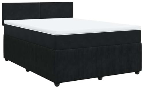 vidaXL Boxspringbett mit Matratze Schwarz 140x200 cm Samt