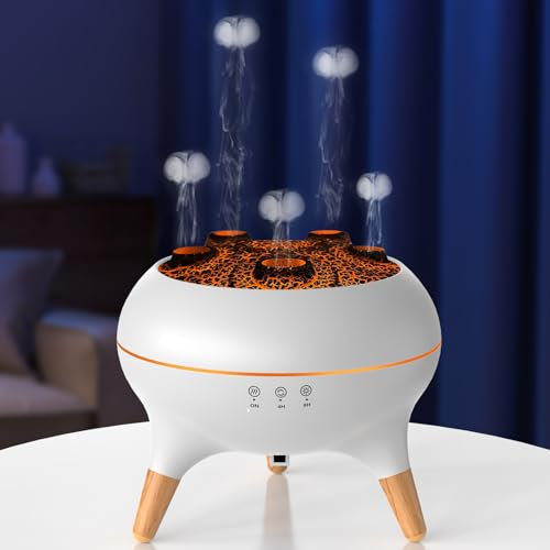 Flammen Aroma Diffuser, 250mL Luftbefeuchter Schlafzimmer, 2 Spray Muster DuftöL Diffuser,Air Diffuser Humidifier mit 7 Farben LED-Licht & Timing-Funktion Defuser für Kinder