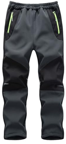 Hpbygstae Pantalones softshell para niños, pantalones térmicos impermeables, a prueba de viento para niños y niñas, al aire libre, senderismo, ocio, pantalones de invierno al aire libre, pantalones de