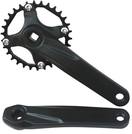 QUYCOIU Vierkant Kurbelgarnitur Für Mountainbike 170/175mm Kettenradgarnitur Für Rennrad 104mm BCD 30/32/34/36/38/40/42T Singlespeed Kettenblatt Kurbelarm-Satz 7/8/9 Gang(Black 30T,175mm)