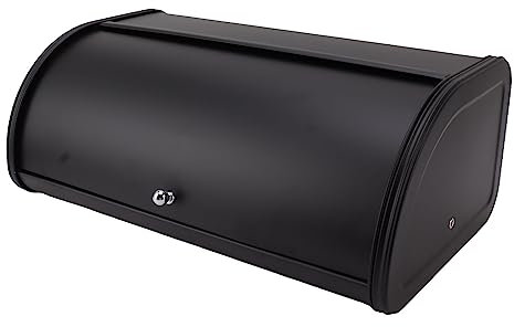 Panera de metal negro esmerilado para almacenamiento de cocina, panera pequeña para recipientes de pasteles y pastelería