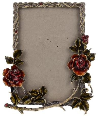 KAILIKETIY Bilderrahmen Vintage aus Metall 15cm Retro Fotorahmen mit Blumendesign Dekorativ für Tisch Freistehend mit Aufsteller