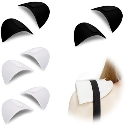 OHREN 4 Paia Spalline per Spalle Donna e Uomo, Nastro Biadesivo, Chiusura in Velcro, Cuscinetti Traspiranti in Spugna per Abiti e Blazer (Spessore 1,5 cm) (Bianco + Nero)