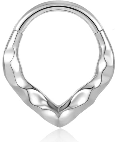 Vankula Septum Piercing Clicker Hinged Segmentring 316L Edelstahl 16G 8mm Dreieck Nasen Daith Helix Conch Rook Lobe Ringe Schmuck für Frauen und Männer Gold Silber