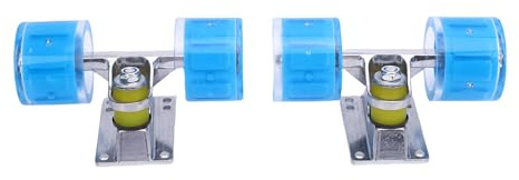 Bnineteenteam Trucks Wheels Combo Set 3.2 Inch Aluminum Alloy Trucks with 55x45mm PU Magnetic Friction Wheels for Cruiser Boards Vibrant Lights Night Skating (Blue)