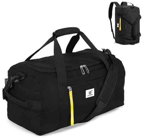 SKYSPER Bolsa Deporte 40L Bolsa de Viaje Gym Bag con separación Seca HÚMeda e Compartimento para Zapatos para Hombre, Mujer, Viajes, Deportes, Fitness, Fin de Semana (Negro)