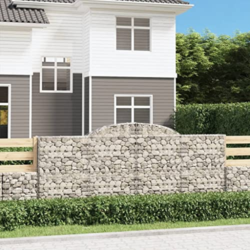 HaoChrymec Gabion with Arceau Haut, Fer Galvanisé, Panier à Pierre, Jardinière Gabion, Parterre Surélevé en Gabion, Utilisation Extérieure, Gris, 300 x 30 x 120/140 cm
