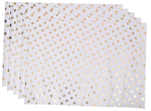 Veemoon 5 Blatt Vergoldetes Kleeblatt Geschenkpapier aus Papier 5 Blatt Leicht zu Schneiden für Selbstgemacht Verpackungen und Blumenverpackung