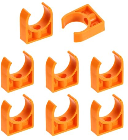 sourcing map 8 abrazaderas de PVC para tubería de agua, hebillas de manguera en forma de U, soporte de tubo de riego para bandejas de TV, tubo de soporte, naranja