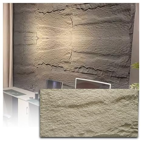 HJLKDYM Panneaux Muraux 3D Imitation Pierre, Lambris en PU, Décoration Murale Intérieure, Lambris Décoratif Effet Ciment, pour Bureau Et Maison, 60 X 120 Cm(Beige,23.6x47.2in-2 pcs)