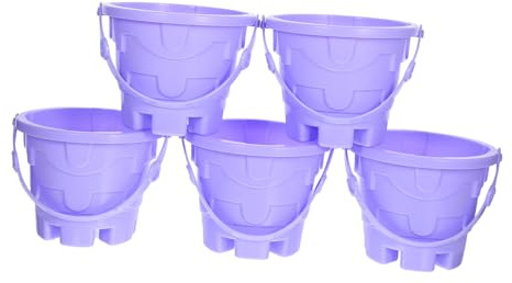 LRXIYODE 5 Stück Teiliges Mini Sandspieleimer für Bunte Kunststoff Eimer Leicht und Robust Fördert Feinmotorik und Koordination für Sandkasten und Strandspielzeug Zufällige
