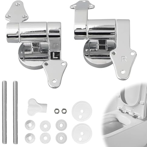 Riisoyu WC Sitz Scharniere Ersatzteile, Toilettensitz Scharniere Ersatz Verlangsamung Zinklegierung Dreieck WC Scharniere Befestigungs-Set für Toilettendeckel für die Meisten Toilettensitze