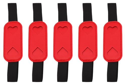 Dasbsug Leder-Federmäppchen mit verstellbaren Gummibändern, Notizbuch, Federmäppchen, Stifteetui, für Hardcover, Tagebuch, Ordner, Stifteband, 5 Stück, rot