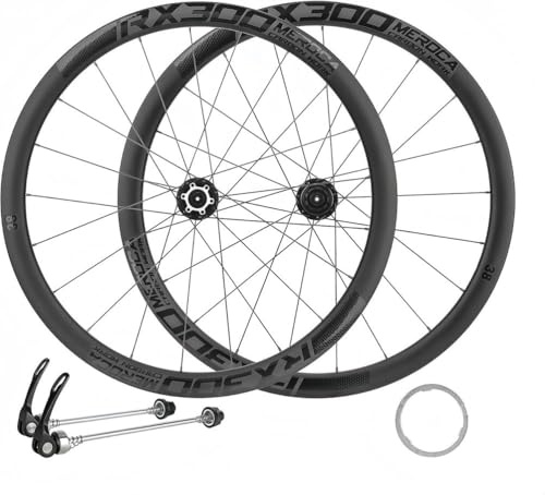 KUNYOS Carbon-Rennrad-Laufradsatz Mit Scheibenbremse, Steckachse/Schnellspanner, Tower-Basis: 8-12 Gänge,Quick Release,38mm
