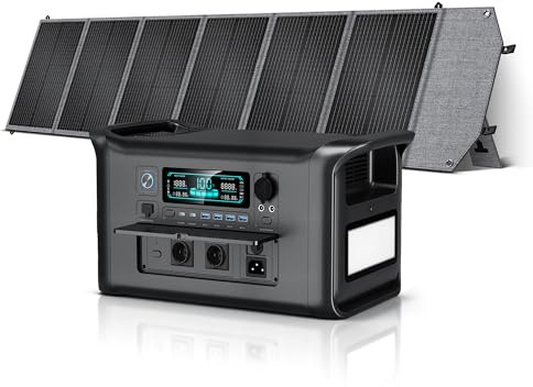 CTOLITY Solargenerator 1000W mit 200W Solarpanel, 1024Wh LiFePO4 Tragbare Powerstation, 1800W AC/100W USB-C Ausgang, 1 Std. Schnellladung für Outdoor, Off-Grid, RV, Notfall, Camping, Wohnmobil