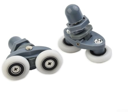 Besttoolifes Doppelrollen für Glasduschtüren, 4 Stück, Bodenschieber mit 19/23/25/27 mm Durchmesser, Edelstahl-Kugellager, für 4–6 mm dickes Glas (23 mm)
