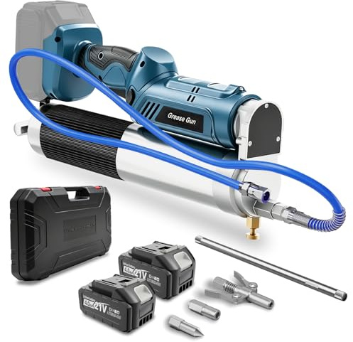 12000PSI Akku Fettpresse Kompatibel mit Ma-kita Akku 18V, Elektrische Fettpresse mit 2 * 4000mAh Akkus, inkl.100cm Schlauch, 3 Mundstück, Bürstenlosem Motor und LED-Leuchte für LKWs, Bauernhöfe