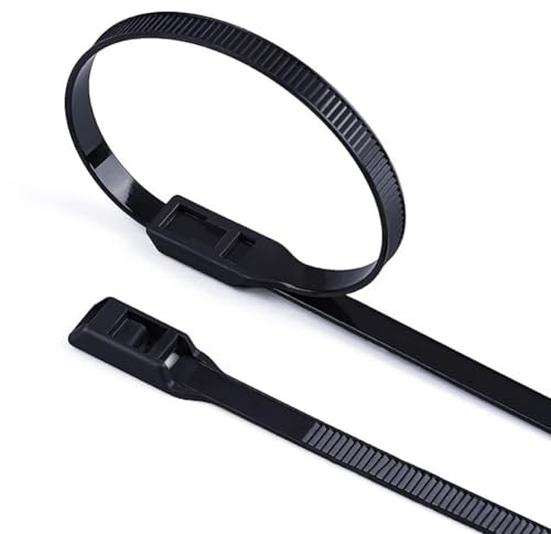 Bridas de nailon resistentes de 350 mm x 8 mm, autobloqueo, 100 piezas para una fijación segura y resistencia a condiciones climáticas adversas (100 unidades, negro)