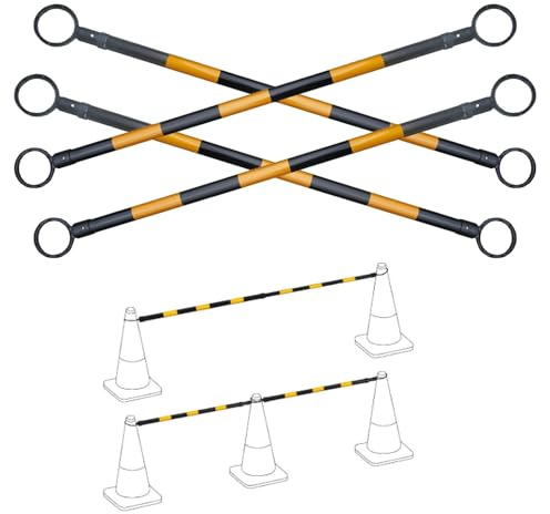 Poste telescópico de barrera de seguridad, Conos de tráfico retráctiles (paquete 4)(Yellow-black)