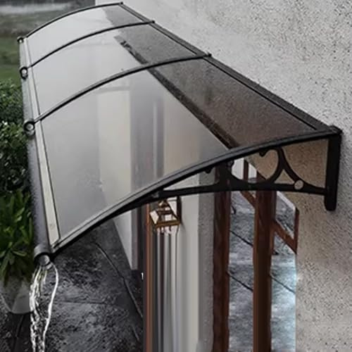 Auvent de Porte d'Entrée,Marquise Solaire Abri,Auvent Fenêtre en Polycarbonate Marron,Toit Abri Contre la Pluie pour Garage Balcon Extérieu,avec Supports en Aluminium (80x60cm)